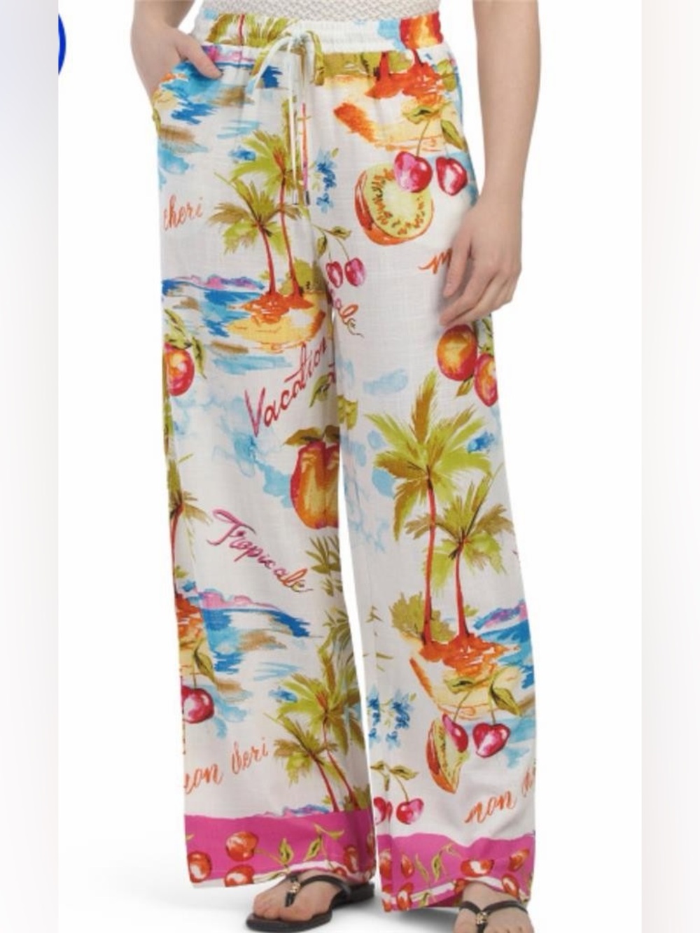 LABEL OF LOVE TROPICAL PRINT WIDE LEG PANT medium